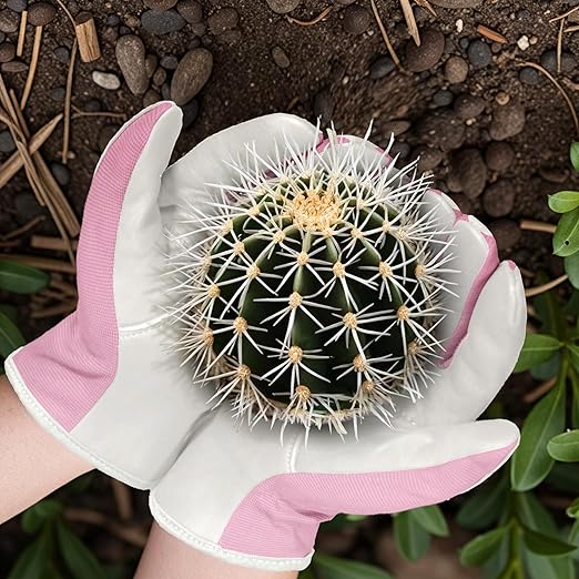 Gardening Gloves, Garden Gloves for Women and Men, Thorn Proof Working Gloves, Durable Leather Work Garden Gloves for Yard & Outdoor Work, Pink, XL