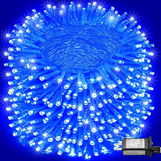 800 LED Christmas Lights Outdoor Indoor, String Lights for Outside with 8 Modes Waterproof, Plug in Twinkle Light Clear Wire for Xmas Tree, Patio, Garden, Party Decorations, Blue