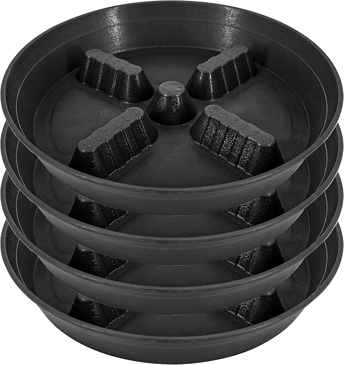 4 Pack Plant Saucer 8 inch, 10 12 14 17 inch, Plant Stand Plastic Plant Saucers for Indoors Outdoor, Heavy Duty Flower Planter Drip Trays for Pots, Pot Saucers for Plants, Grow Bags Saucers