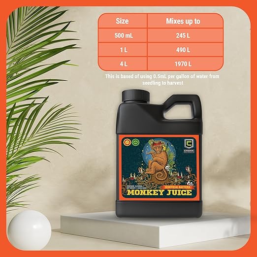 Cronk Nutrients Monkey Juice – Bacillus Root Inoculant – Organic Solution to Increase Your Plants Health – Root Mass Enhancer for Plant Growth and Flowering Boost, 4L