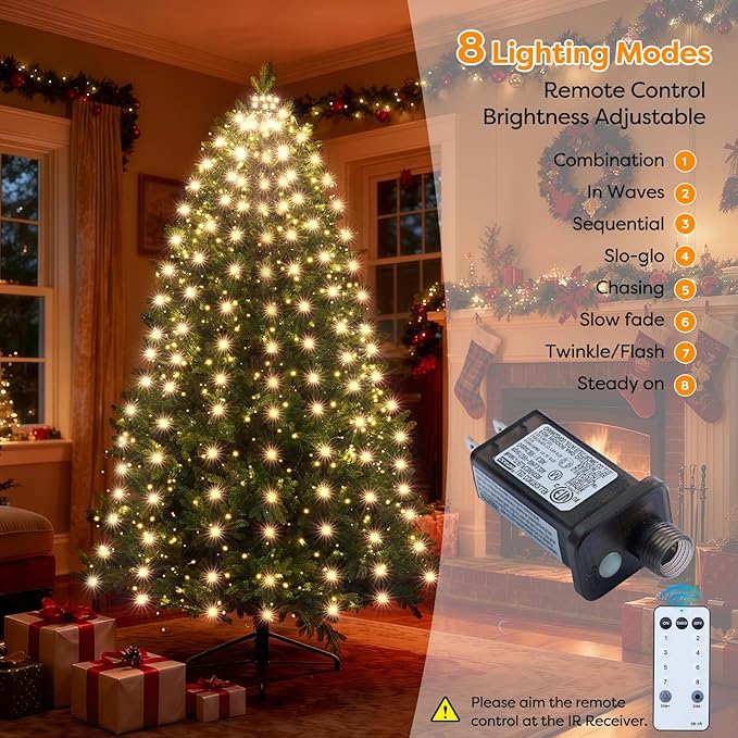 Christmas Tree Lights Christmas Lights Outdoor Indoor WarmWhite 280Led 10 Lines with 8 Light Modes, Timer and Remote Control, Waterfall Lights for Wedding Home Party 4Ft-7Ft Xmas Tree Decorations