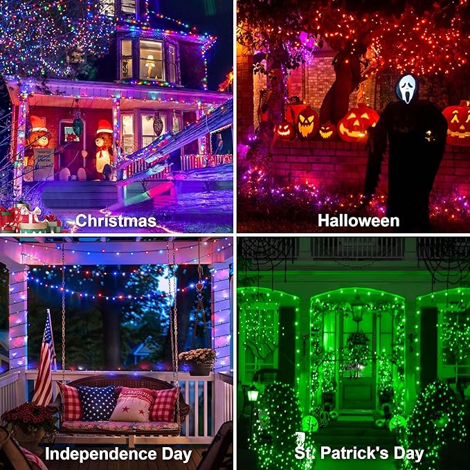 164 FT 500 LED Christmas Lights Outdoor, RGB Color Changing Lights with Remote & APP Control, 9 Modes Plug in Green Wire Fairy Lights for Indoor Outdoor Room Garden Christmas Tree Party Decor