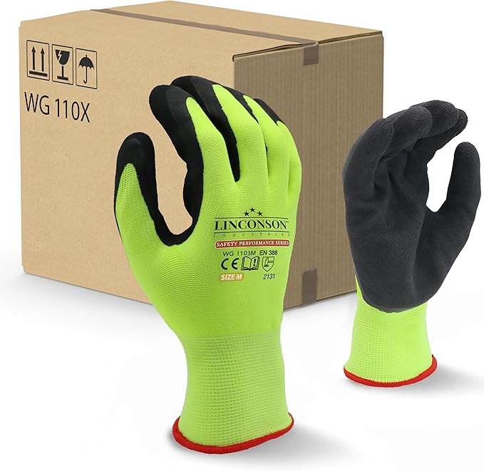 linconson 12 Pack Safety Performance Series Construction Mechanics Work Gloves