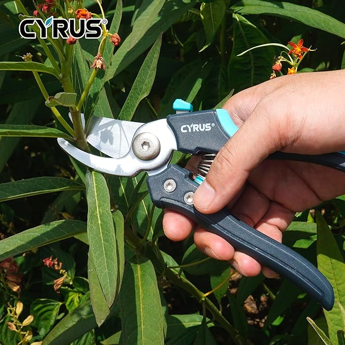 CYRUS Pruning Shears, 7" Pruning Shears with Bypass Blade for Cutting Branches and Twigs up to 24mm in Diameter, Tool for Pruning Garden Branches and Potted Plants (00288)