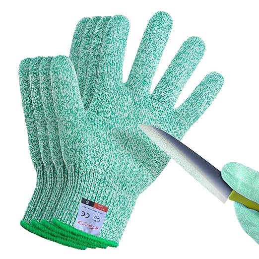 Cut Resistant Gloves, 2 Pairs of Food Grade Cut Resistant Gloves, Cutting Gloves for Kitchen, Oyster Shucking, Fish Fillet Processing, Carving Wood and Gardening(Large-Green)
