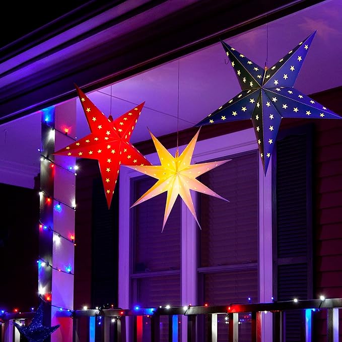 TW SHINE 4th of July String Lights, 200 LED 66 FT Independence Day Light, Waterproof Red White and Blue Christmas Lights with 8 Modes Plug in Patriotic Decorations for Indoor Outdoor Decor