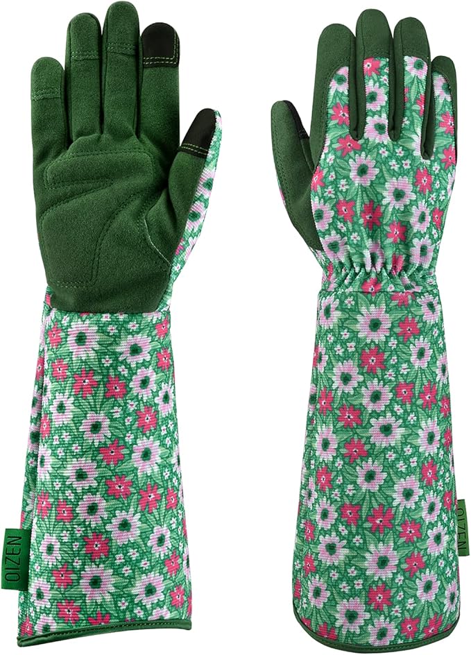Gardening Gloves for Women, 1 Pair of OIZEN Long Sleeve Thorn Proof Garden Gloves for yard, Gardening Gifts for Women (Large)