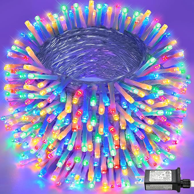 165FT 500 LED Christmas Lights, Plug in Christmas String Lights with Waterproof, 8 Modes Twinkle Fairy Lights for Xmas Garden Tree Holiday Decorations, Multicolor