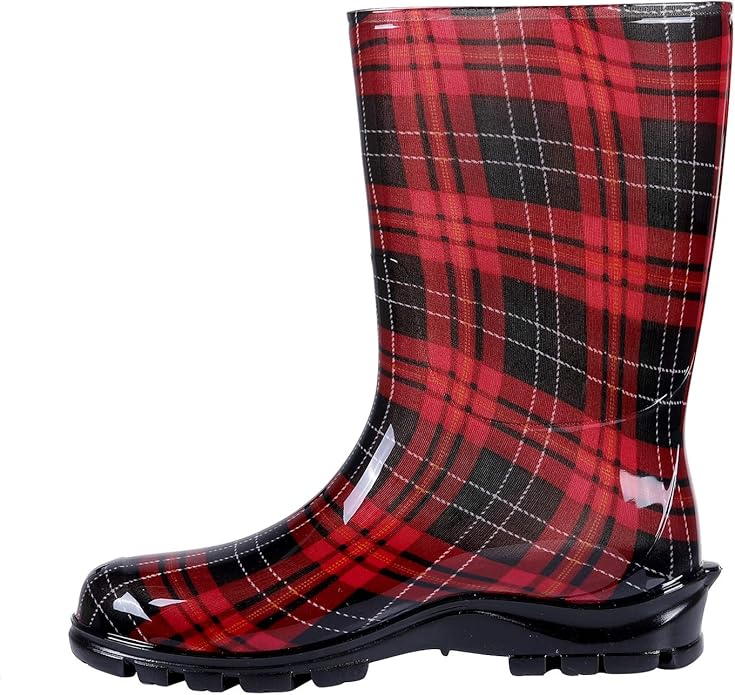 Asgard Women's Mid Calf Rain Boots Printed Waterproof Rubber Boots Short Garden Shose