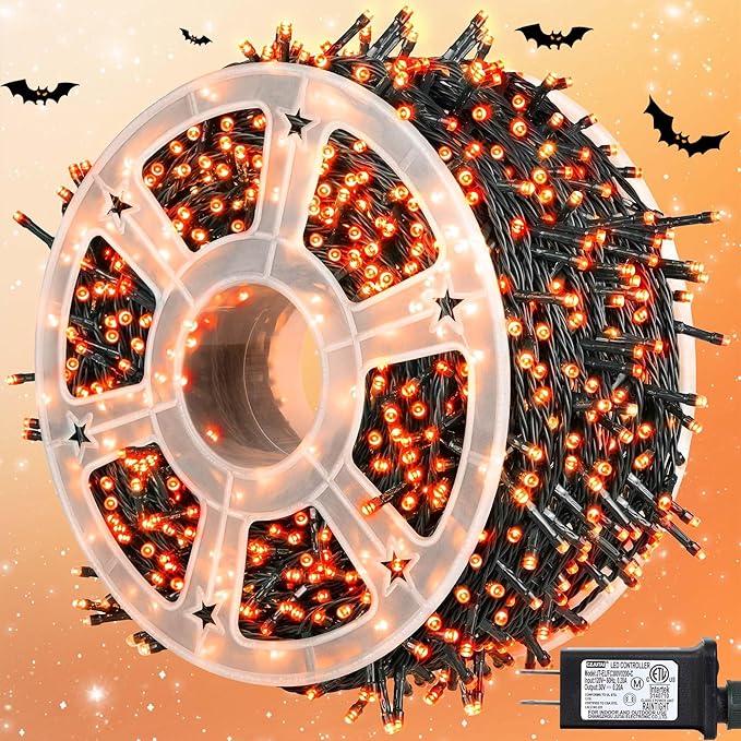 kemooie 500 LED Outdoor Fairy String Lights, 164 FT 8 Lighting Mode Plug in String Waterproof Light, for Outdoor Birthday Christmas Wedding Party Garden Balcony Decor (Orange)