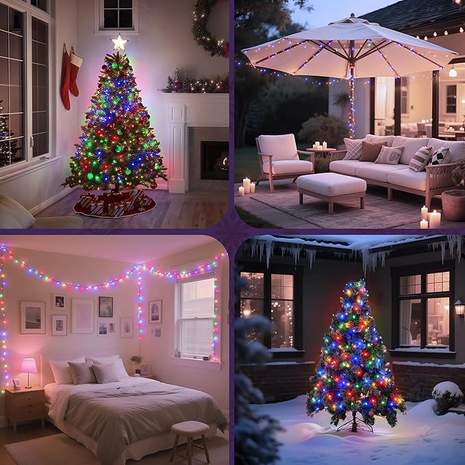 WBao Christmas Lights Indoor Outdoor 300LED 108ft, Super Bright LED Christmas String Lights with UL Certified, 8 Modes, Timer, Connectable & Waterproof for Trees, Patio, Xmas Party Decor, Multicolor