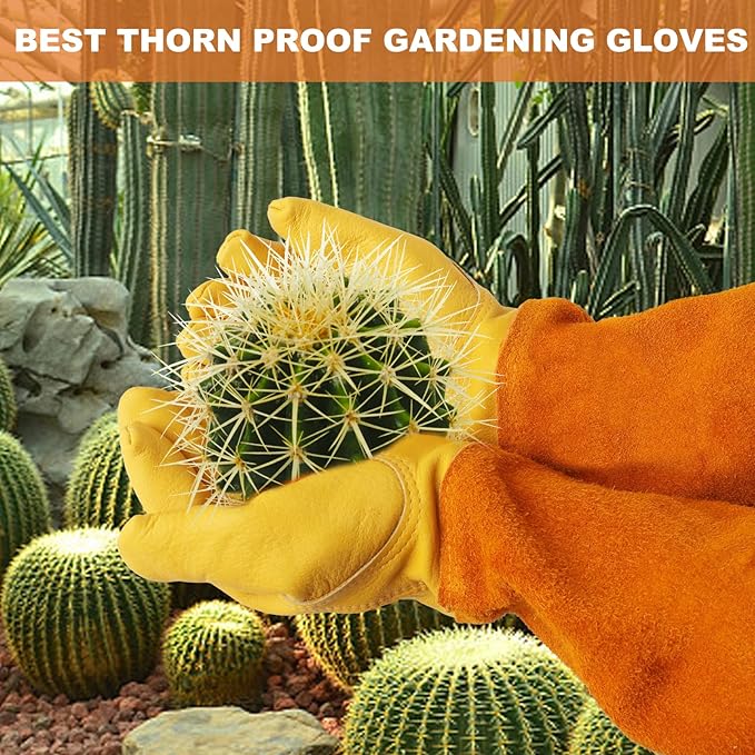 Long Gardening-Gloves Women/Men-Thorn proof Rose Pruning Heavy Duty Gauntlet-XS