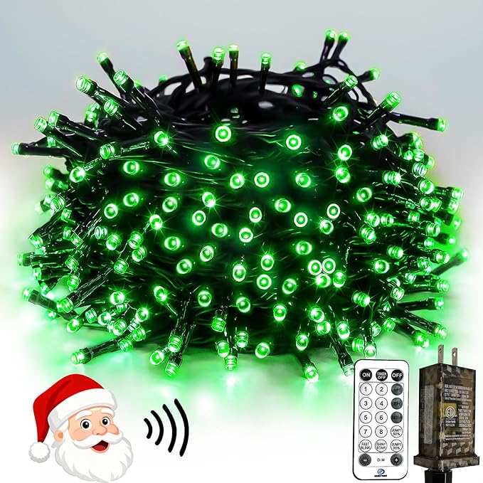 Voice Controlled Christmas Lights with Remote, 99 FT 300 LED String Lights Indoor Outdoor with 12 Modes 3 Timers, Dimmable Twinkle Light Plug in Waterproof for Xmas Tree Yard Party Decorations, Green