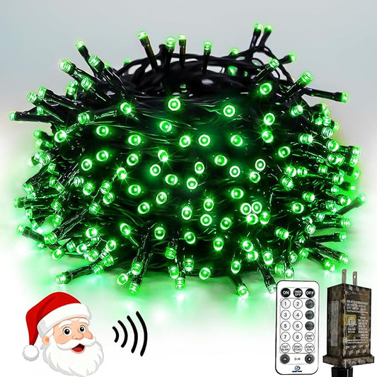 Voice Controlled Christmas Lights with Remote, 99 FT 300 LED String Lights Indoor Outdoor with 12 Modes 3 Timers, Dimmable Twinkle Light Plug in Waterproof for Xmas Tree Yard Party Decorations, Green