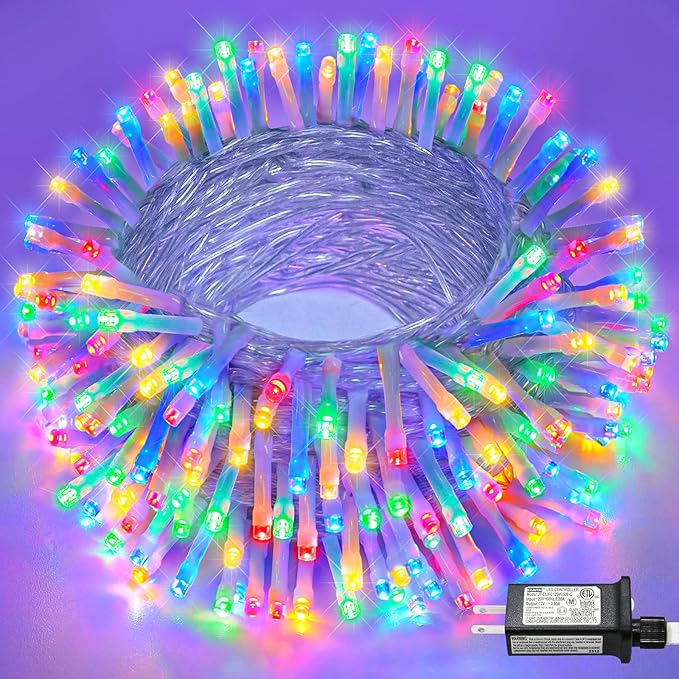 100FT 300 LED Christmas Lights Outdoor, Plug in Christmas String Lights Indoor, Waterproof & 8 Modes & Timer Function, Connectable Fairy Twinkle Light for Bedroom Patio Wedding Decor, Multicolor
