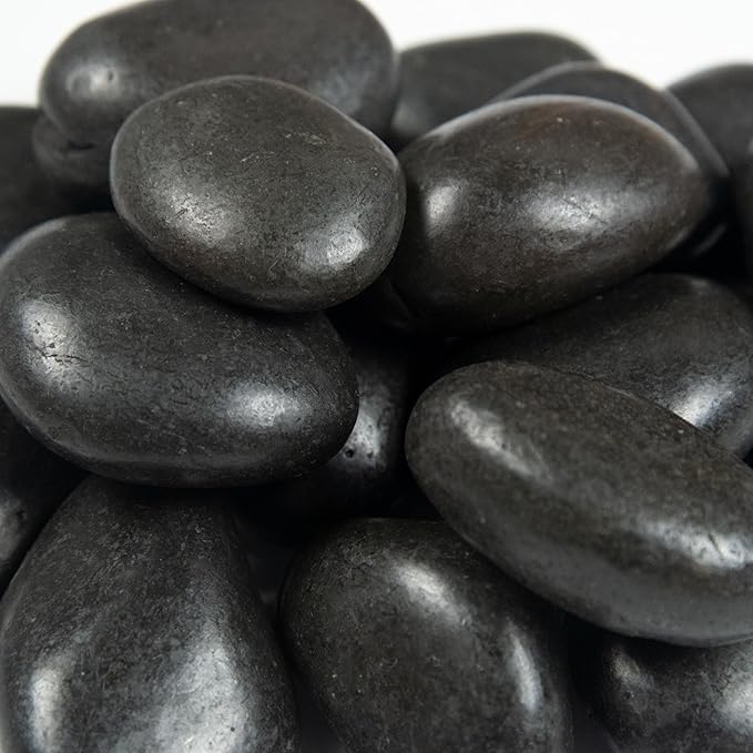 MSI Decorative Polished Black Pebbles, 1.2 inch - 2 inch, 40 lb. Bag(Pallet/ 55 Bags)