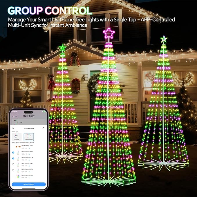 12 FT Outdoor Christmas Tree,Smart APP Remote Control RGB Color Changing DIY Timer 832 LED Christmas Tree for Indoor Outdoor Decorations