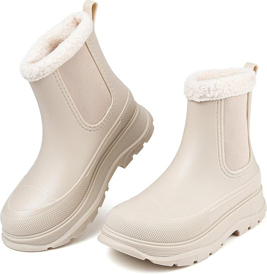 Women's Short Rain Boots Waterproof Slip On Ankle Chelsea Booties