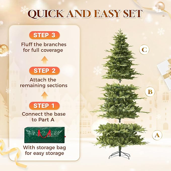 HOLLO STAR 6 ft Prelit Pencil Christmas Tree with 300 LED Lights, App Control, Aspen Artificial Christmas Tree, Multi-Color RGBW Lights, 969 PE & PVC Branch Tips, Skinny Xmas Tree, for Home, Party