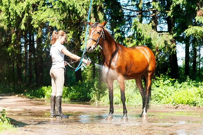 AG-LITE AL3425 3/4" x 25' Rubber Farm & Ranch Water Hose, Lightweight, 500 PSI, 50F to 190F Degree, Polyester Braided, Brass GHT Fittings, 4 Finger-Grip Bend Restrictor, Agriculture & Industrial Use