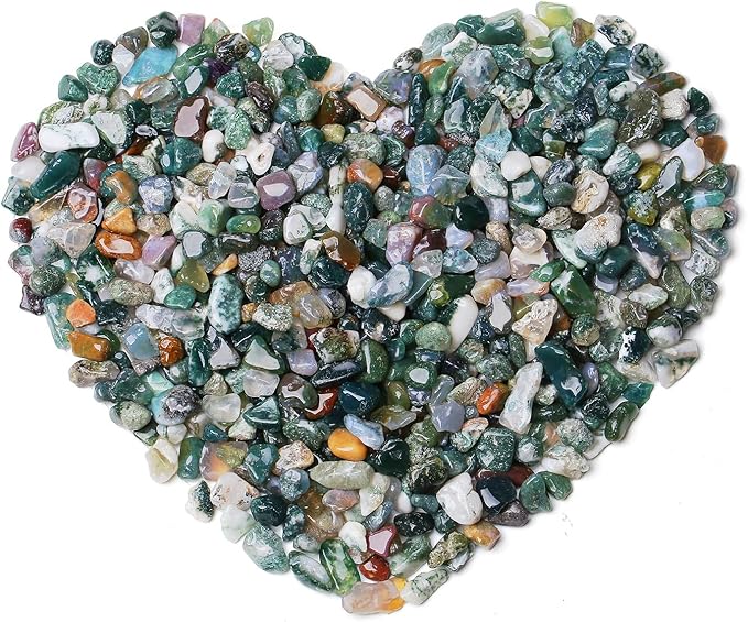 QINJIEJIE Aquatic Agate Crystals Chips Natural Stone Gravel Bulk Crushed Rocks Pieces Polished Quartz Stone 0.55Lbs Decorative Fish Tank Pebbles Vase Filler Irregular Shaped Tumbled Gemstone for Home