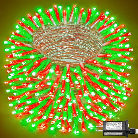165FT 500 LED Christmas Lights, Plug in Christmas String Lights with Waterproof, 8 Modes Twinkle Fairy Lights for Xmas Garden Tree Holiday Decorations, Red Green