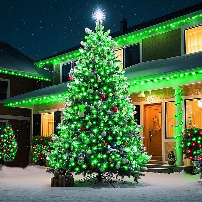 KNONEW 600ft 1500 LED String Lights Outdoor Christmas Lights 8 Modes & Timer Fairy Light Plug in Waterproof LED String Lights for Xmas Yard Tree Wedding Party Holiday Decorations (Green)
