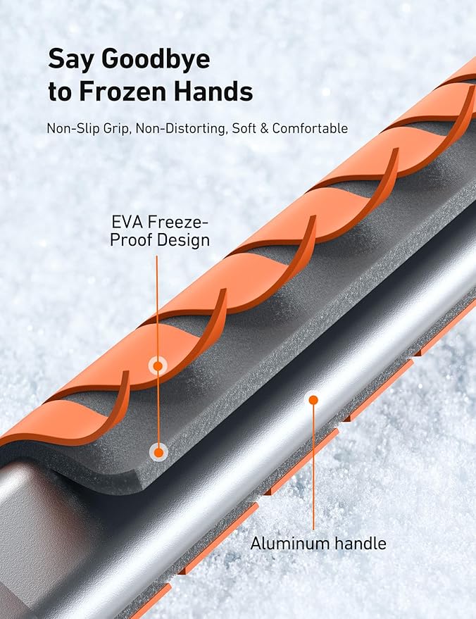 AstroAI Lightweight Snow Shovel for Car, Extendable Snow Shovel with Thickened Aluminum Handle and Blade, Portable and Multifunctional for Driveway, Cars, Snowmobiles, Camping and Emergency