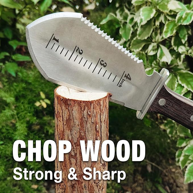 4-in-1 Hori Hori Garden Knife Heavy-Duty Small Gardening Trowel, for Quick Digging, Cutting, Weeding