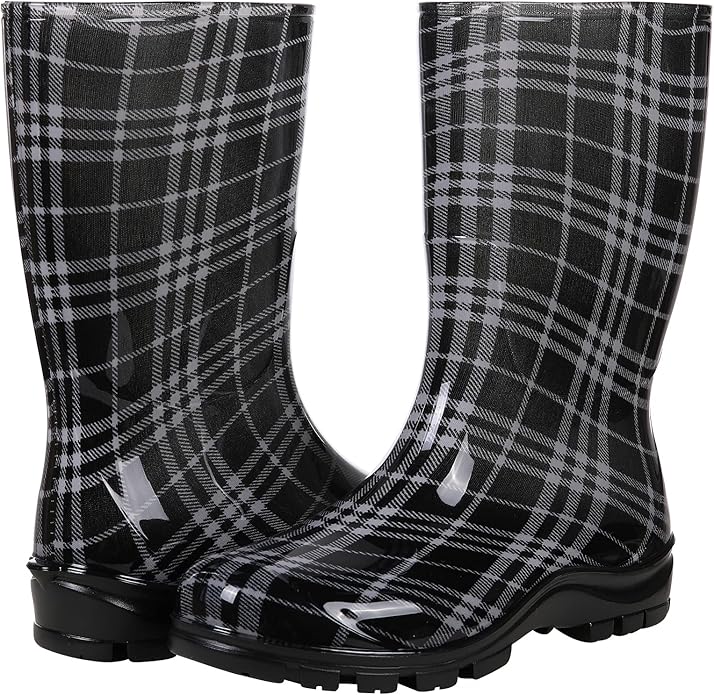 Asgard Women's Mid Calf Rain Boots Printed Waterproof Rubber Boots Short Garden Shose