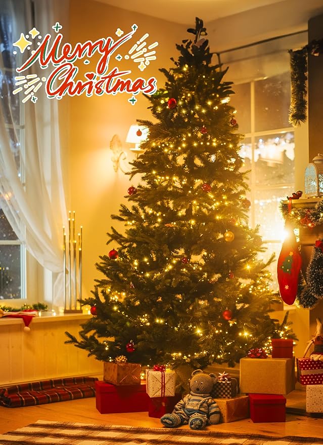 Minetom Christmas Lights, 128ft 400 LED Outdoor Christmas Tree Lights with Remote, 8 Modes String Lights Plug-in Mini Xmas Tree Lights with Timer for Outside Party Decor, Warm White