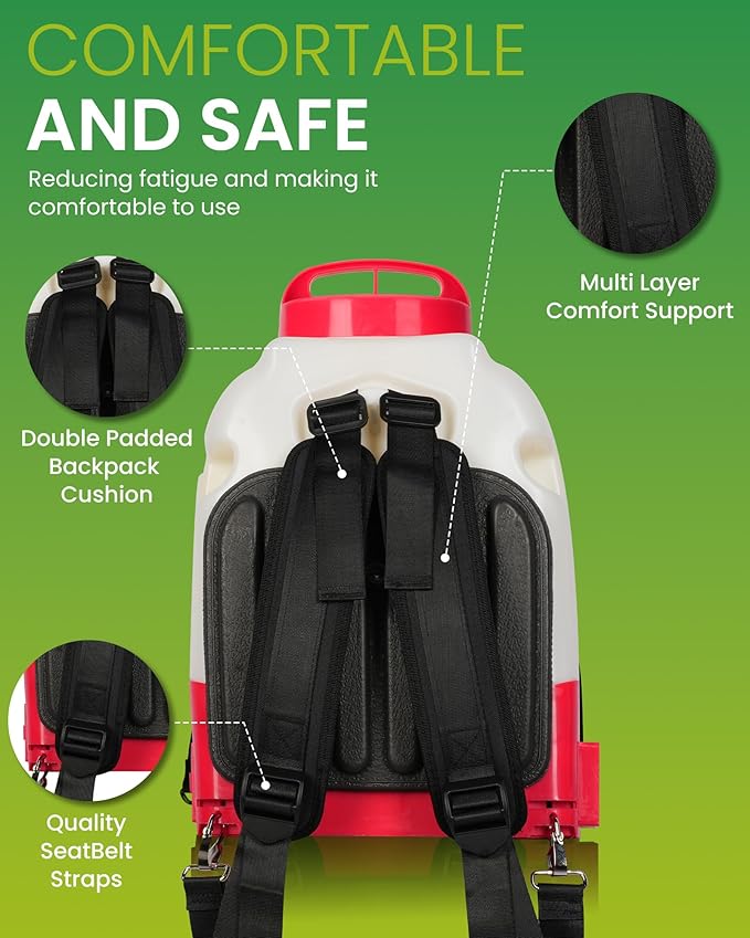 4Gallon Battery Powered Backpack Sprayer Electric Garden Pump Sprayer W/Time Long-Life Battery and Spray Telescope Wand and Multiple Nozzles for Spraying Cleaning.。
