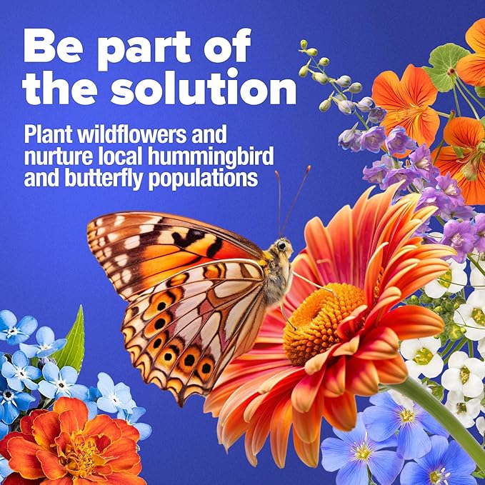HOME GROWN Wildflower Seeds – 134,000+ Pure 𝗡𝗢𝗡-𝗚𝗠𝗢 𝗨𝗦𝗔 Seeds, No Filler – 23 Varieties Bulk Mix (3oz) for Birds & Butterflies – Annual & Perennial Wild Flowers for Fall Garden Planting