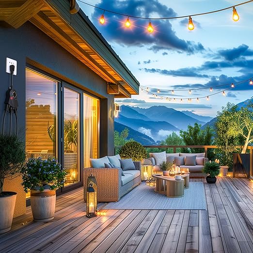 Outdoor Light Timer Waterproof, 24 Hours Plug in Timer with 2, 4, 6 or 8 Hours Countdown Mode, 3 Grounded Dusk to Dawn Electrical Outlet for Outdoor Backyard Garden Patio Lights Christmas Decorations