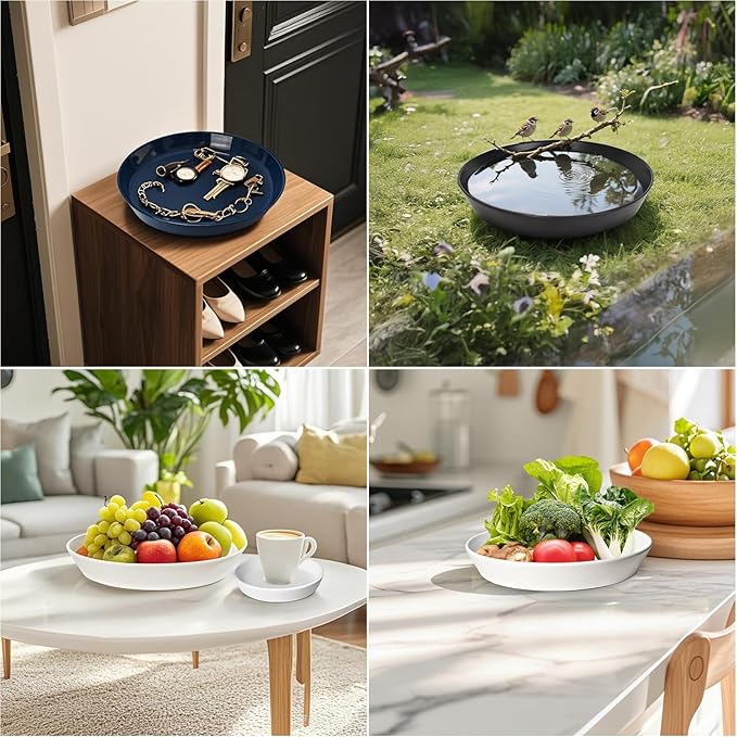 Ceramic Plant Saucers, 10 Inch (11 Inch) Plant Trays, Durable Round Glazed Ceramic Flower Plant Water Drip Tray for Pots Planter, Heavy Duty Plant Dish Plant Plate to Catch Water for Indoor & Outdoor