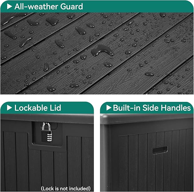 YITAHOME 150 Gallon Double-Wall Deck Box with Side Handles, Outdoor Large Storage for Patio Furniture Cushions, Garden Pool Accessories, Water Resistant & Lockable