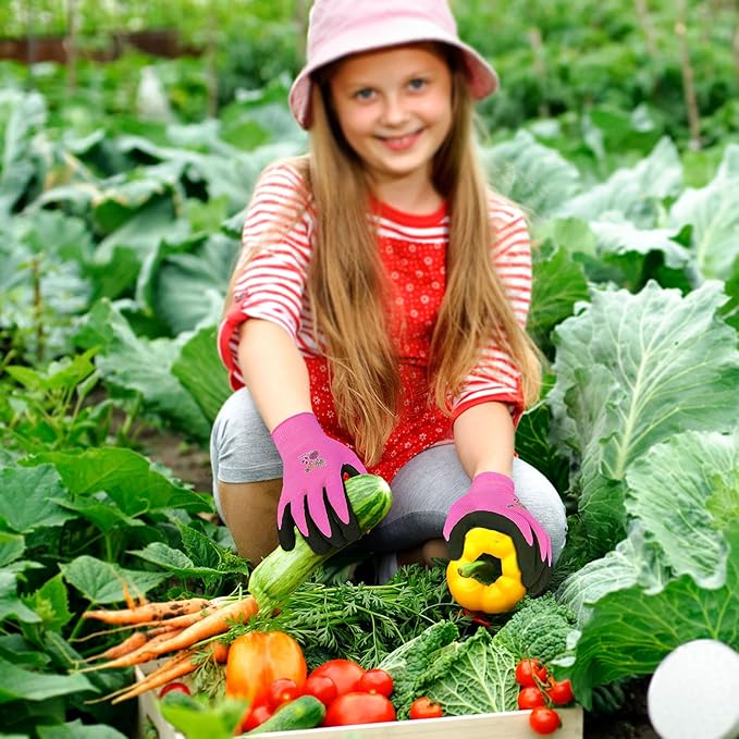 Evridwear Kids Gardening Gloves for Boys Girls Outdoor Yard Work,Planting (3-12 years)