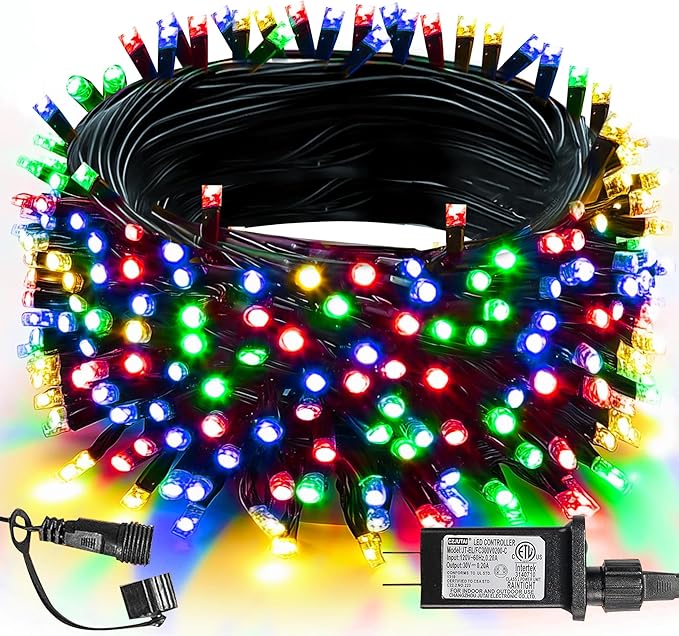 TW SHINE Christmas Lights, 200 LED 66FT Outdoor Christmas Lights Plug in with 8 Modes, Waterproof Light Outdoor, Indoor Xmas Decorations for Party Yard House Decor, Multi-Colored