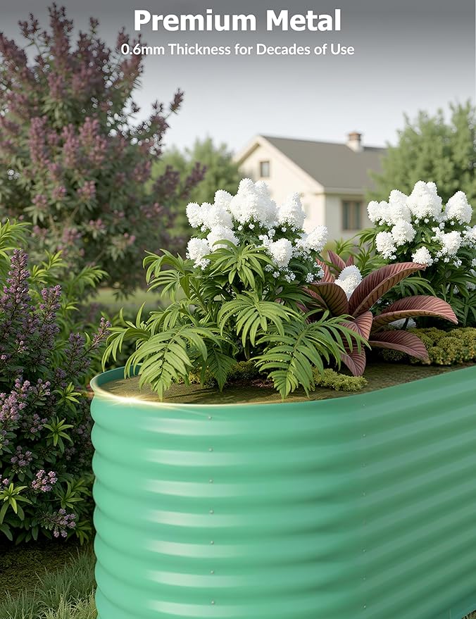 2 Pcs Raised Garden Beds Outdoor 8x4x2 ft - Galvanized Steel Planter Box for Vegetables, Flowers, Rust-Resistant Garden Box, Easy Assembly Raised Beds, Durable Planters for Outdoor Plants, Green