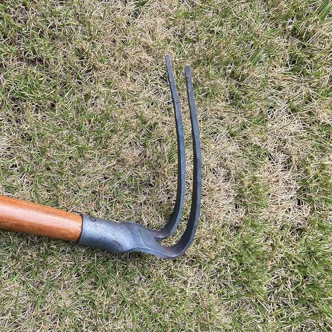 2PCS 19.6 Inches Garden Pick, 2 Prong Hand Hoe Tool Set Garden Tool with Wooden Handle, Transplanting Digging Planting Loose Soil Camping or Prospecting
