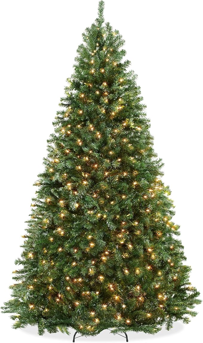 Casafield 7.5FT Realistic Pre-Lit Green Spruce Artificial Holiday Christmas Tree with Sturdy Metal Stand