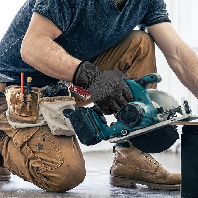 Ultra-Thin PU Coated Work Gloves 12 Pairs Breathable High Dexterity Gardening Warehouse Assembly Precision Tasks