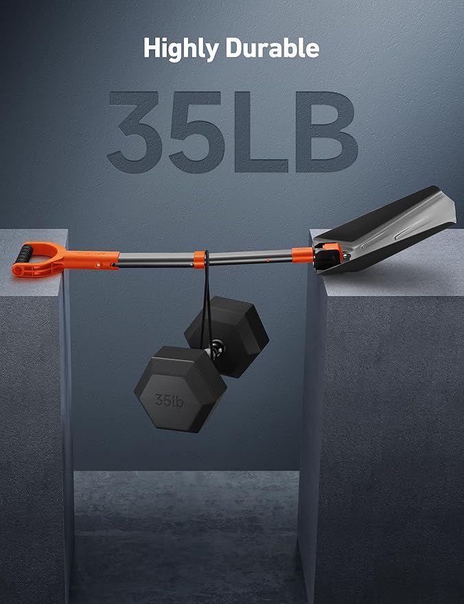 AstroAI 38.4" Folding Snow Shovel for Car, Extendable Snow Shovel with Thickened Aluminum Handle and Reinforced Iron Hinge, Portable and Multifunctional for Driveway, Cars, Camping and Mud, Grey