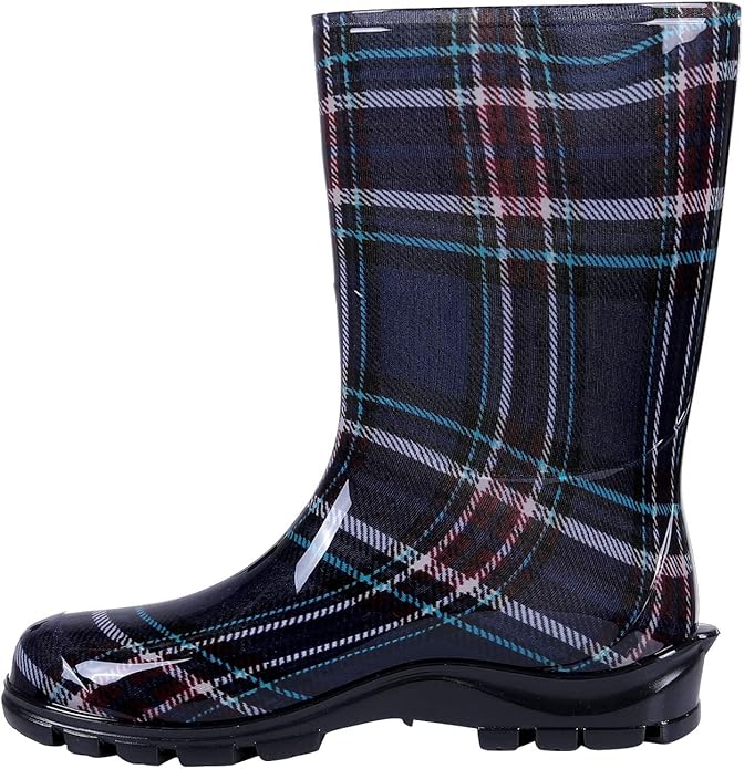 Asgard Women's Mid Calf Rain Boots Printed Waterproof Rubber Boots Short Garden Shose