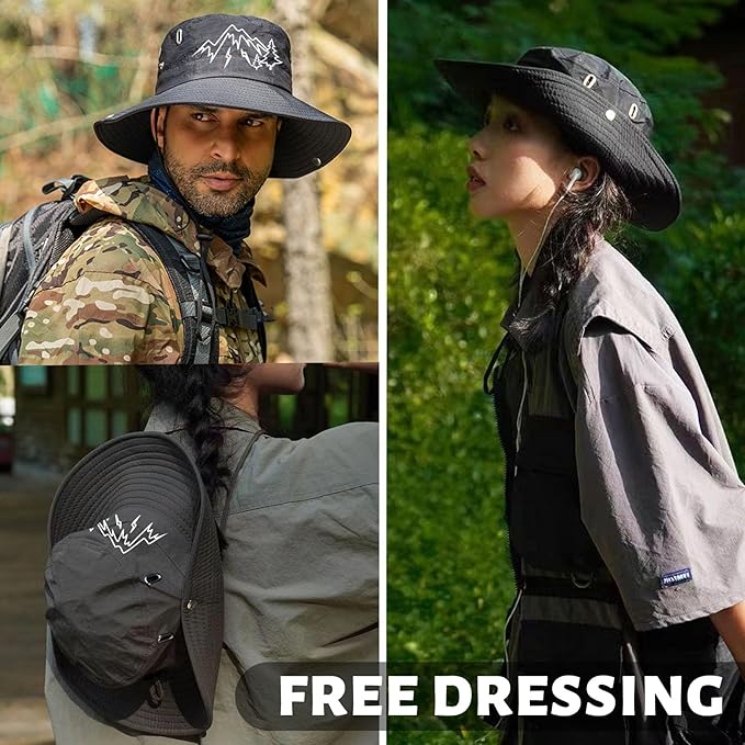 Bucket Hats for Men Sun Hats Bucket Fishing Hat for Men Wide Brim Cowboy Hiking Hat for Mens