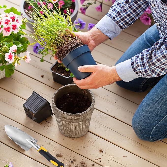 8 Pcs Garden Shovel Aluminum Alloy Heavy Duty Trowel Garden Tool Small Shovels for Digging Metal Hand Trowel Spade with Soft TPR Handle for Lawn Yard Farm Home Shop Planting