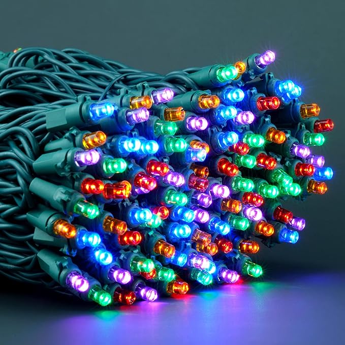 YULETIME Multicolor Wide Angle LED Christmas Lights 200 Count 50 ft, Pack of 2 Strands 25 ft 100 Lights UL Certified Commercial Grade String Light Set (Multicolor)