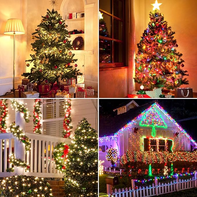 Chuya Christmas String Lights 500 Led Light Color Changing Warm White & Muticolor 11 Modes UL588 for Christmas Tree Lights Decoration Outdoor