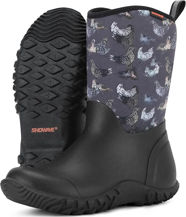 Showave Women’s Garden Boots Rubber Rain Boots For Women Waterproof Mud Boot Gardening Yard Boot For Farming Working Outdoor