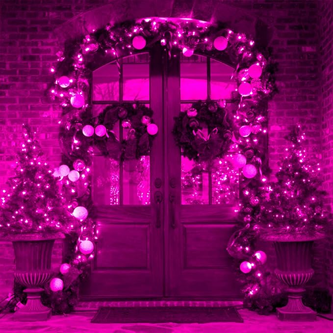 weillsnow Pink Christmas Lights Outdoor, 164 FT 500 LED String Lights Plug in, 8 Modes Waterproof Fairy Lights for Valentines Day, Christmas, Party, Wedding, Bedroom, Garden Decorations